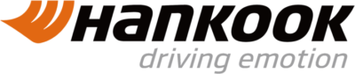 Hankook company logo featuring the brand name in bold black text with an orange emblem and the slogan 'driving emotion' beneath.