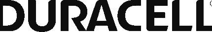 Duracell logo in solid black uppercase lettering, representing the well-known battery brand recognized for long-lasting power.